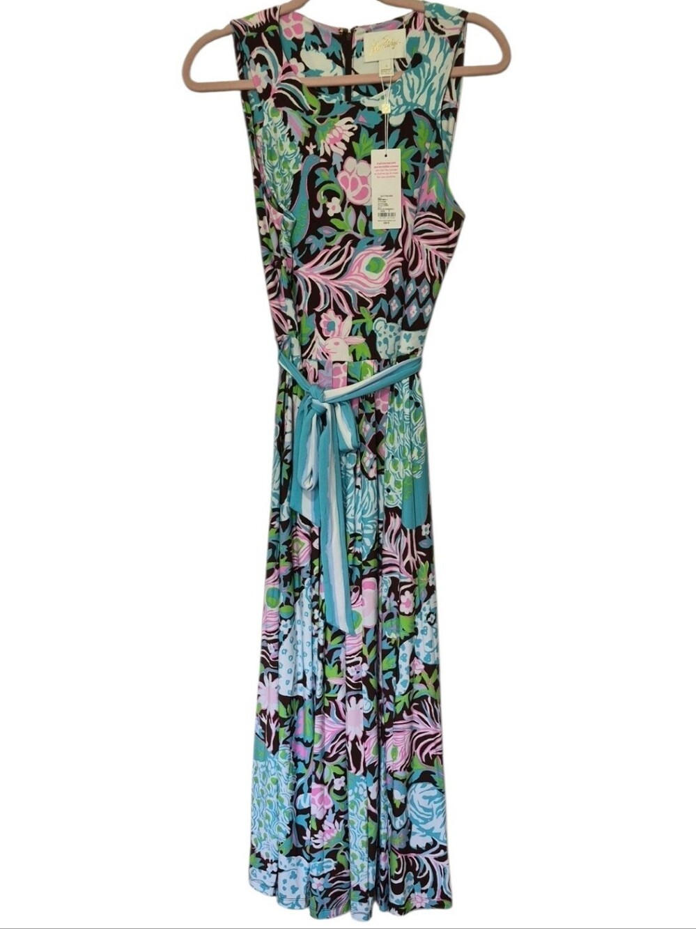 Lilly Pulitzer Gracyn Midi Dress Royal Zoo Engineered Print Size 8 NWT